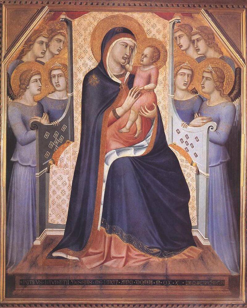 madonna in trono col bambino tra otto angeli